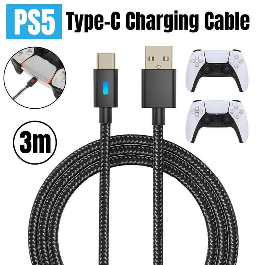 For PS5 Controller 3M USB Type-C Braided Fast Charging Cable for PS5 NS PRO.