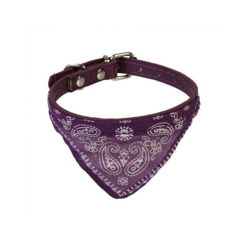 Adjustable Bandana Collar with Bell for Small Dogs and Cats Triangle Scarf Style - Blue