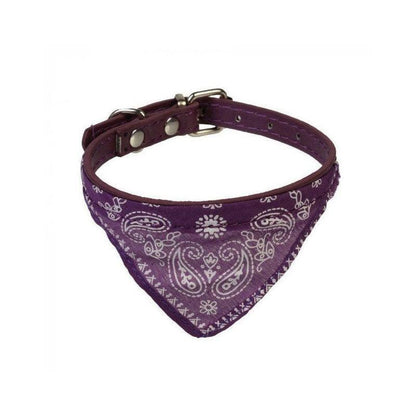 Adjustable Bandana Collar with Bell for Small Dogs and Cats Triangle Scarf Style - Blue