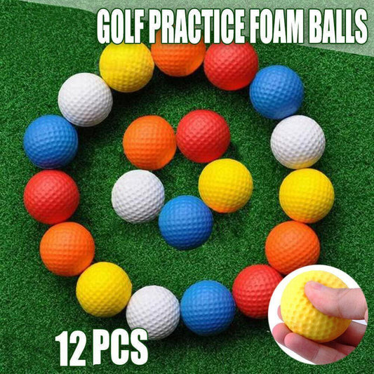 Indoor Outdoor Golf Training Foam Balls 12 Pack PU Soft Practice Accessories - Mixed.