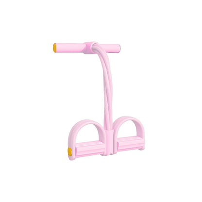 Multi-Function Exercise Tension Rope Foot Pedal Resistance Fitness Pull Bands - Pink.
