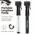 Portable Bicycle Pump Mini Inflatable Tube Pump Tire Inflator for Bike Cycling - Silver.