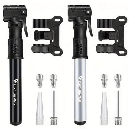 Portable Bicycle Pump Mini Inflatable Tube Pump Tire Inflator for Bike Cycling - Silver.