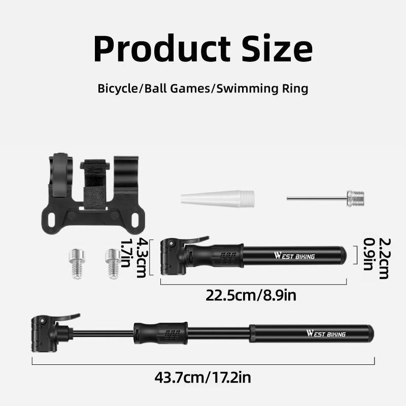 Portable Bicycle Pump Mini Inflatable Tube Pump Tire Inflator for Bike Cycling - Silver.