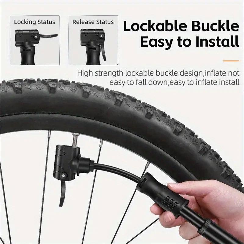 Portable Bicycle Pump Mini Inflatable Tube Pump Tire Inflator for Bike Cycling - Silver.