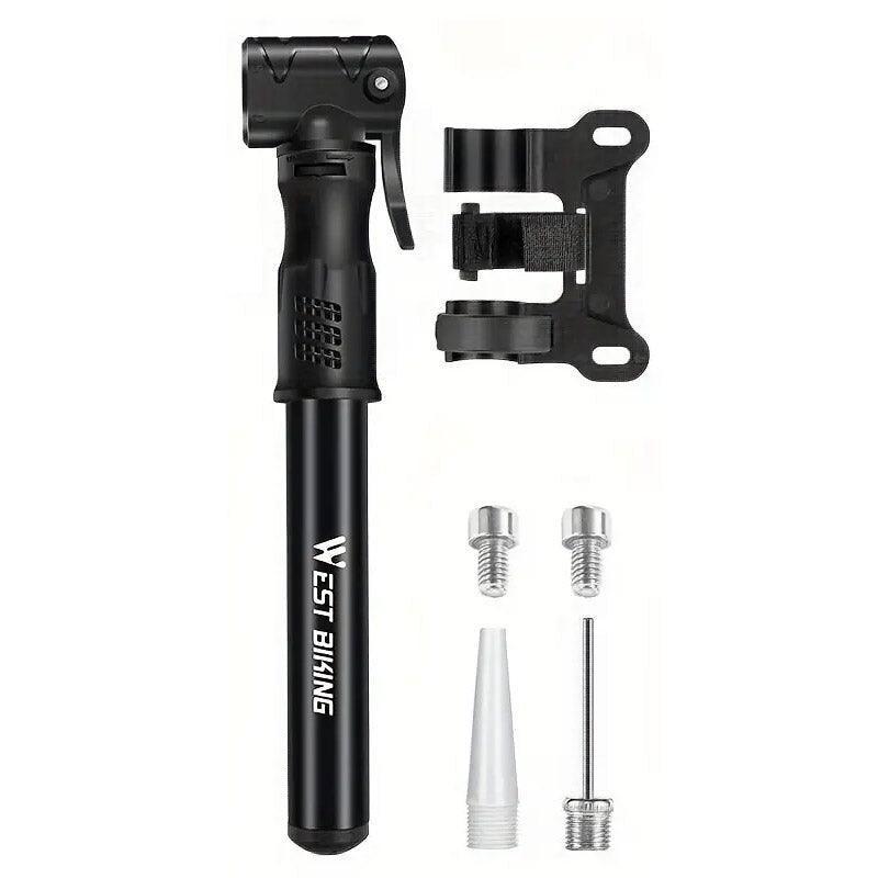 Portable Bicycle Pump Mini Inflatable Tube Pump Tire Inflator for Bike Cycling - Silver.