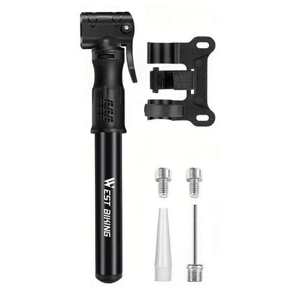 Portable Bicycle Pump Mini Inflatable Tube Pump Tire Inflator for Bike Cycling - Silver.