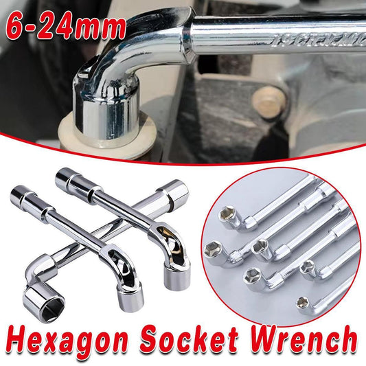6-23mm L Shaped Socket Wrench Elbow Multi Size Hardware Repair Tool Set - 21mm.