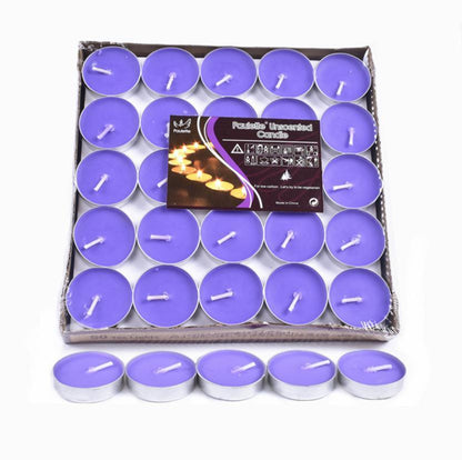 Tealight Candles 10 or 50 Pack Unscented Long Burning for Wedding Party Decor - Purple- 2 Hours10PCS