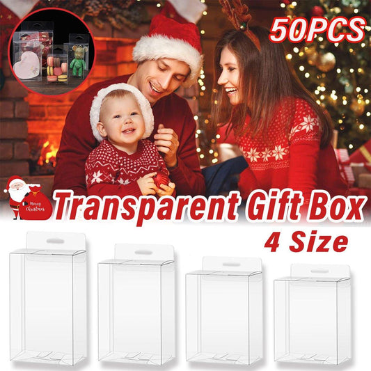 50pcs Transparent Gift Boxes with Hooks Clear Packaging Storage Containers - 9x5x12cm.