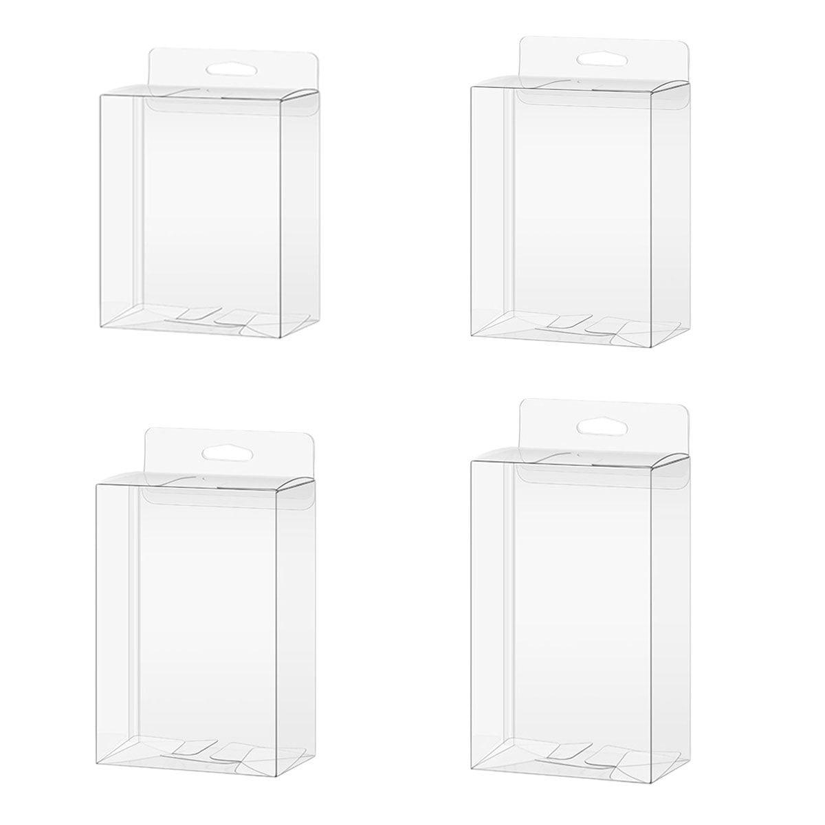 50pcs Transparent Gift Boxes with Hooks Clear Packaging Storage Containers - 9x5x12cm.