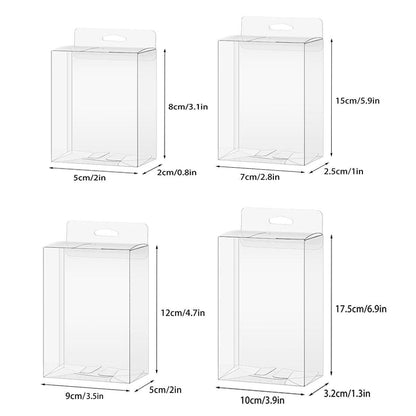 50pcs Transparent Gift Boxes with Hooks Clear Packaging Storage Containers - 9x5x12cm.