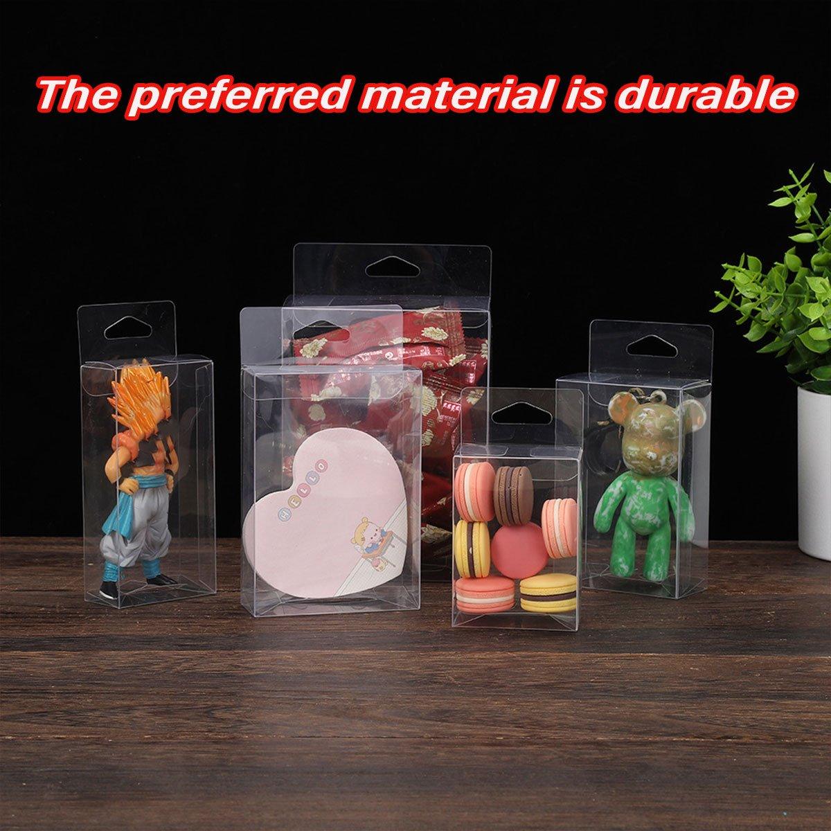 50pcs Transparent Gift Boxes with Hooks Clear Packaging Storage Containers - 9x5x12cm.