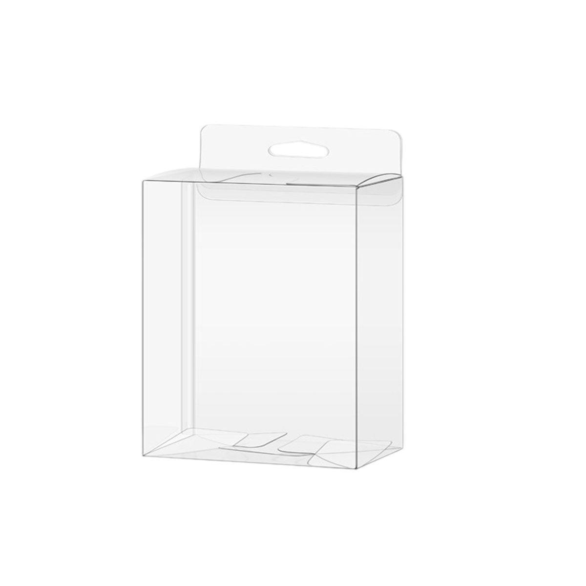 50pcs Transparent Gift Boxes with Hooks Clear Packaging Storage Containers - 9x5x12cm.
