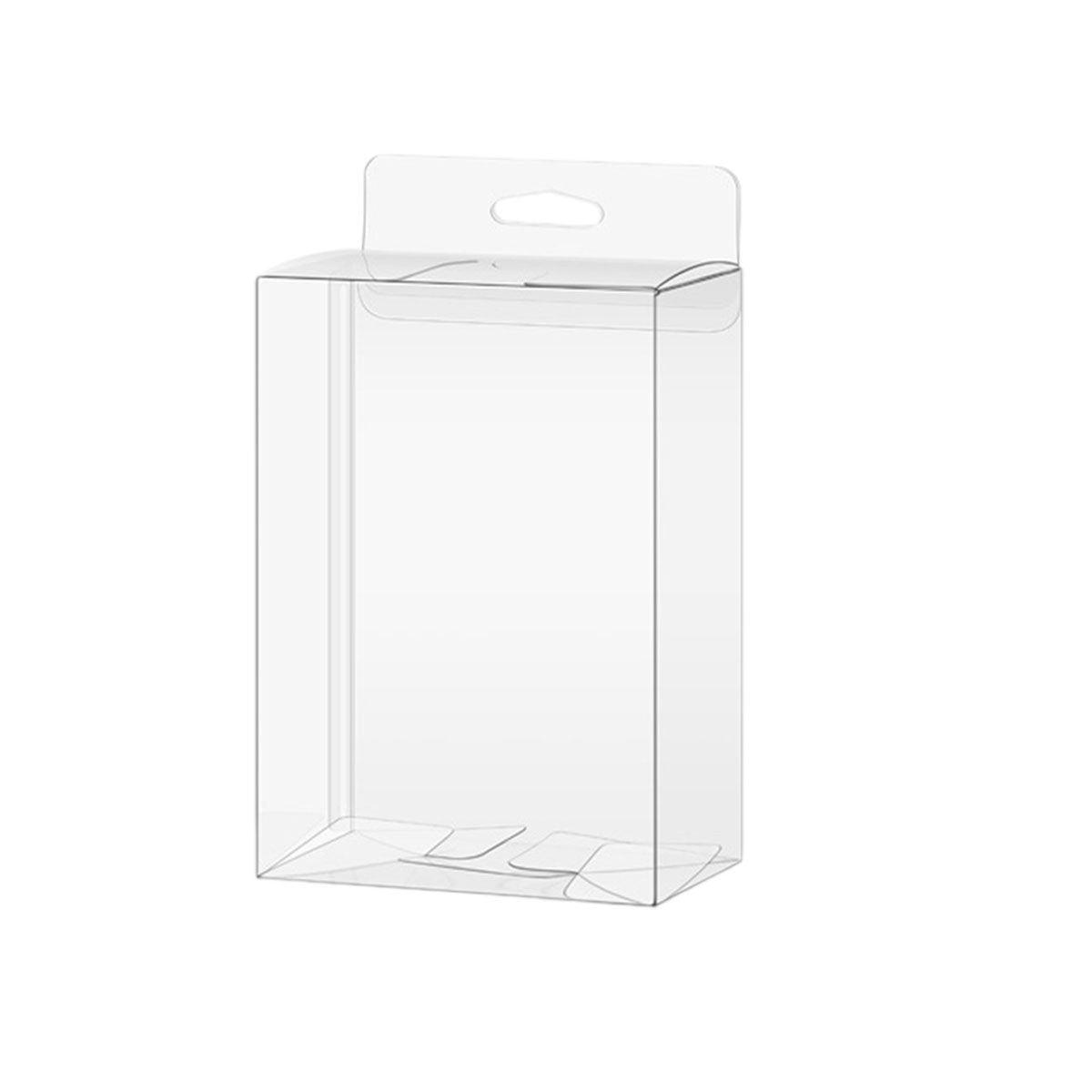 50pcs Transparent Gift Boxes with Hooks Clear Packaging Storage Containers - 9x5x12cm.