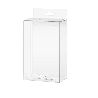 50pcs Transparent Gift Boxes with Hooks Clear Packaging Storage Containers - 9x5x12cm.