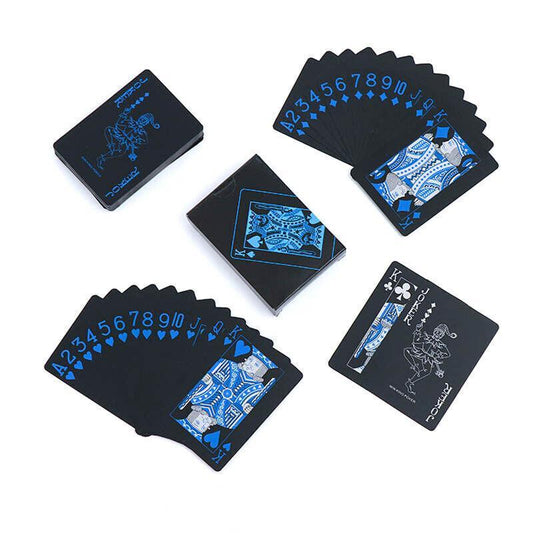 Waterproof PVC Playing Cards Poker Deck Black Plastic Magic Tricks Game Set - Red.