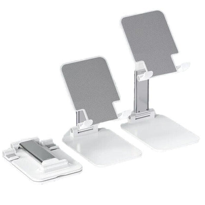 Foldable Adjustable Universal Desk Stand Holder For Mobile Phone Tablet Portable - White.