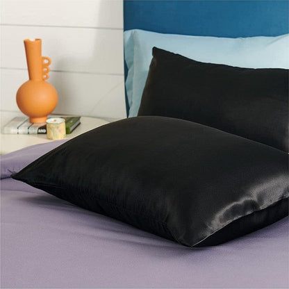2X Satin Pillow Case Bedroom Pillowcase Cushion Covers Home Decor Luxury Slip - Light Blue