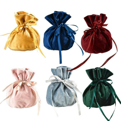 6PCS Velvet Cloth Drawstring Bags Gift Bag Jewelry Ring Pouch Earring Favor - Blue-6PCS