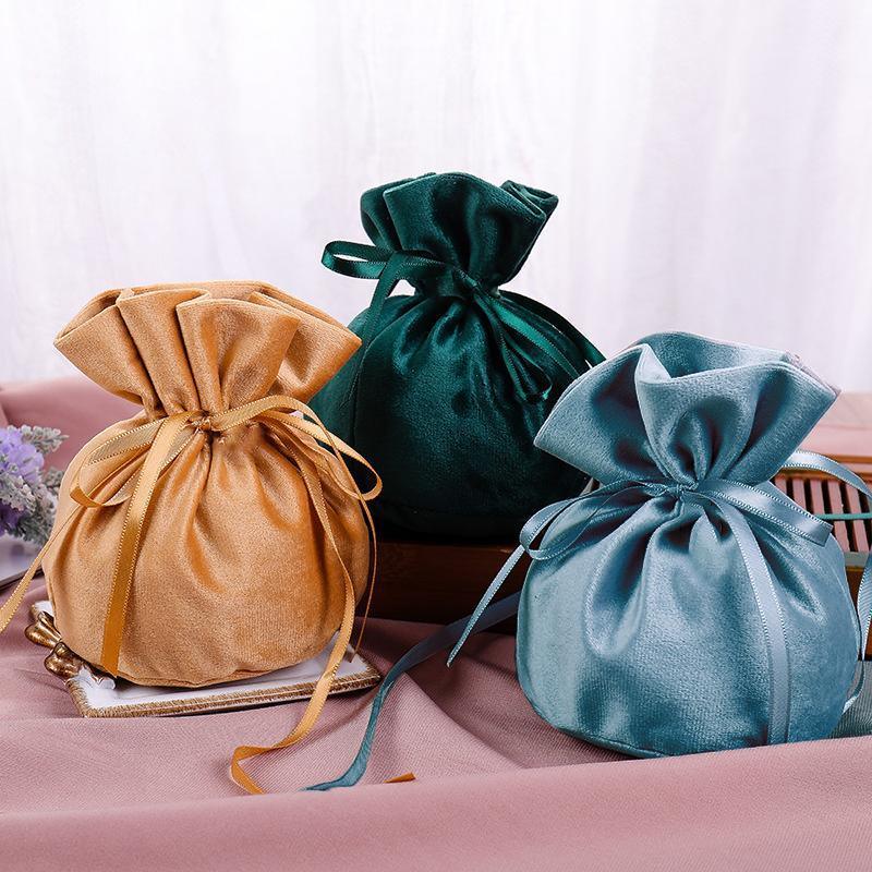 6PCS Velvet Cloth Drawstring Bags Gift Bag Jewelry Ring Pouch Earring Favor - Blue-6PCS