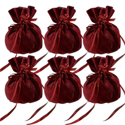 6PCS Velvet Cloth Drawstring Bags Gift Bag Jewelry Ring Pouch Earring Favor - Blue-6PCS