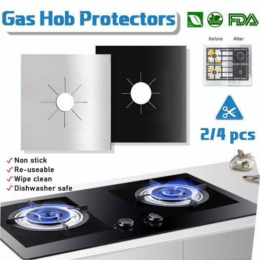 Gas Stove Burner Covers Reusable Hob Protectors Non Stick Liner Pad 4 Pcs - 4 PCS Silver.