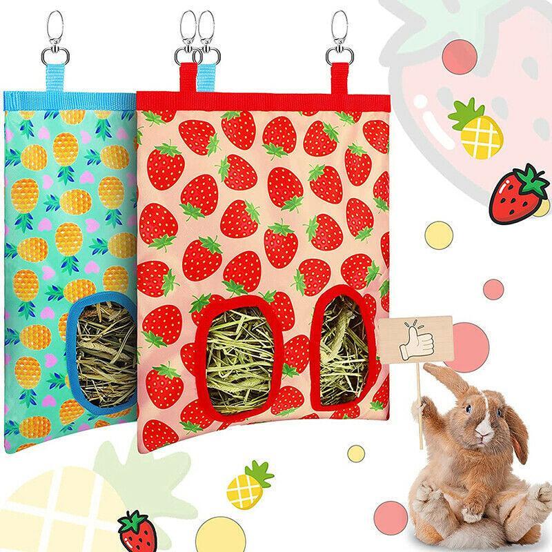 Hay Bag Guinea Pig Rabbit Feeding Bag Animal Hay Feeder Bag Hanging Feeder - Yellow