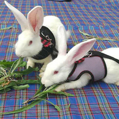 Rabbit Vest Harness Leash Lead Small Animal Pet Mesh Hamster Bunny Traction Rope S - Black