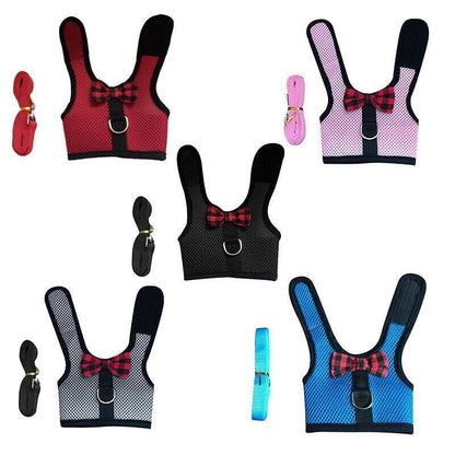 Rabbit Vest Harness Leash Lead Small Animal Pet Mesh Hamster Bunny Traction Rope L - Blue