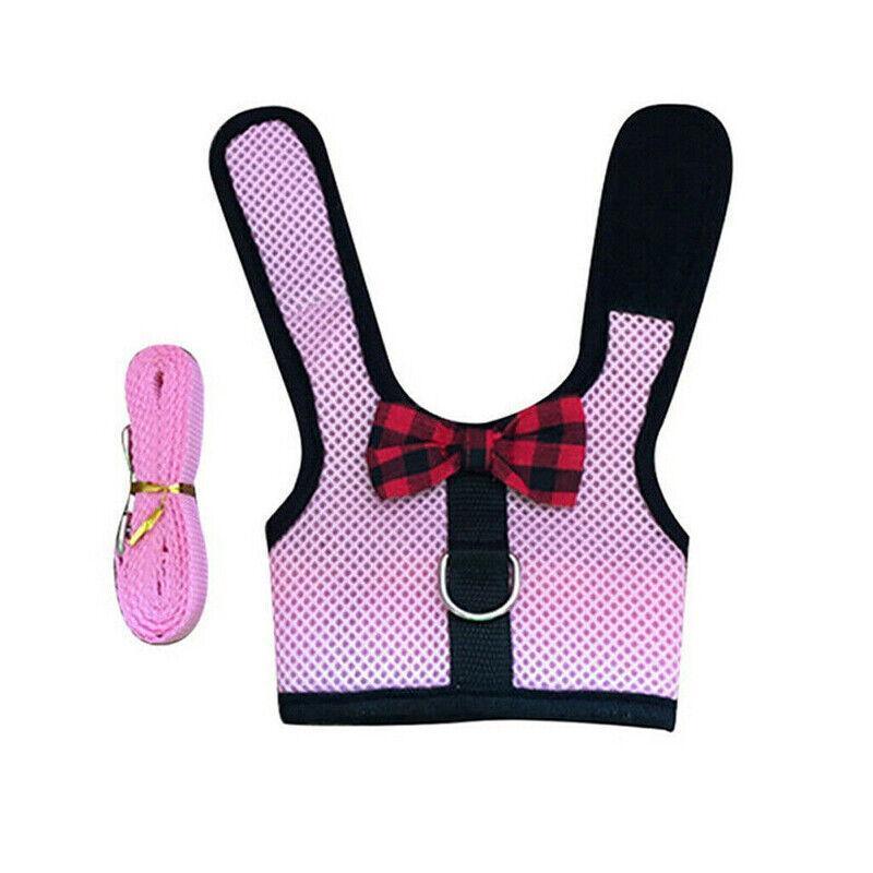 Rabbit Vest Harness Leash Lead Small Animal Pet Mesh Hamster Bunny Traction Rope L - Blue