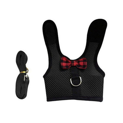 Rabbit Vest Harness Leash Lead Small Animal Pet Mesh Hamster Bunny Traction Rope M - Red