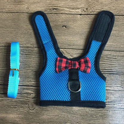 Rabbit Vest Harness Leash Lead Small Animal Pet Mesh Hamster Bunny Traction Rope S - Red