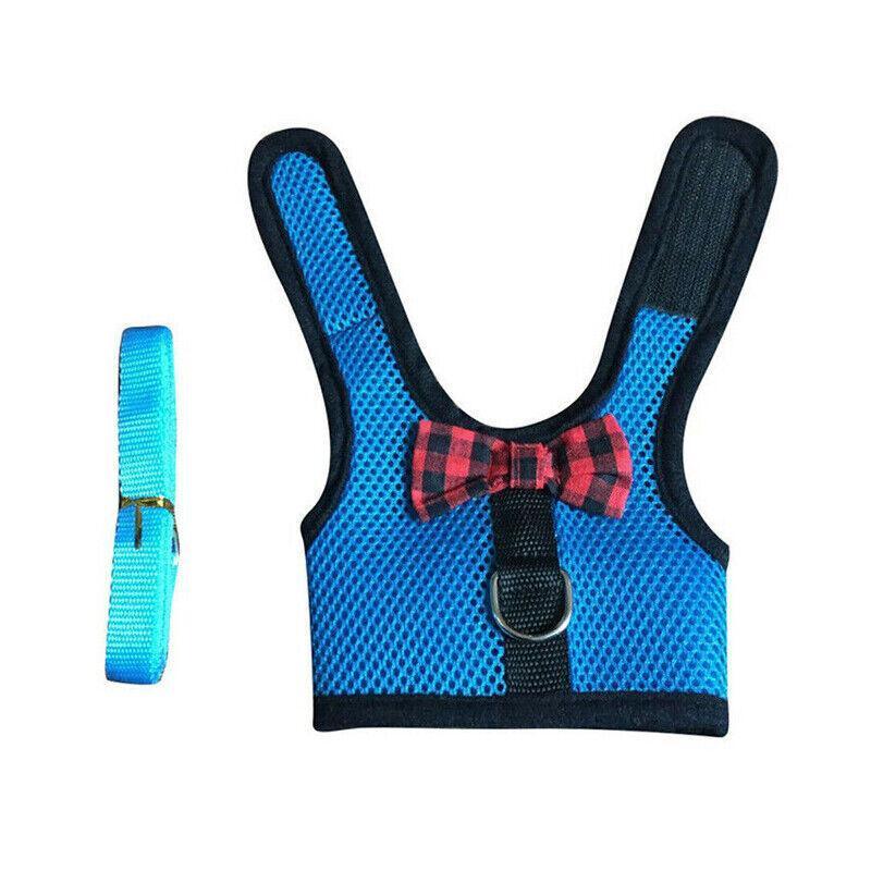 Rabbit Vest Harness Leash Lead Small Animal Pet Mesh Hamster Bunny Traction Rope S - Red