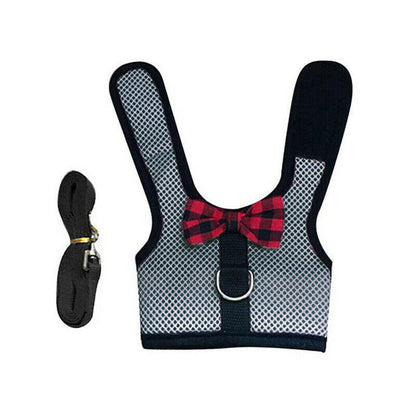 Rabbit Vest Harness Leash Lead Small Animal Pet Mesh Hamster Bunny Traction Rope S - Red