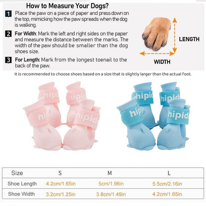 4pcs Cartoon Pet Rain Boots Waterproof Non-Slip Wear-Resistant Shoes for Dogs - Yellow - L