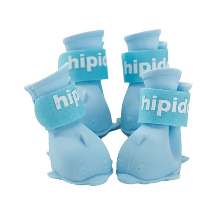 4pcs Cartoon Pet Rain Boots Waterproof Non-Slip Wear-Resistant Shoes for Dogs - Yellow - L