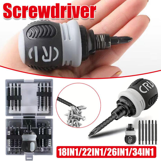 Ratchet Screwdriver Set with Sleeve Dual Head Screwdriver Expansion Cross Bits - 34-in-1.