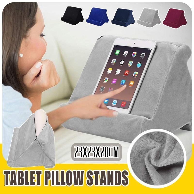 Tablet Pillow Stands For iPad Book Reader Holder Rest Laps Reading Cushion - Blue.