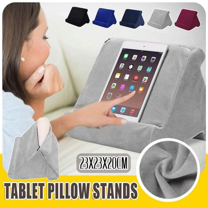 Tablet Pillow Stands For iPad Book Reader Holder Rest Laps Reading Cushion - Blue.