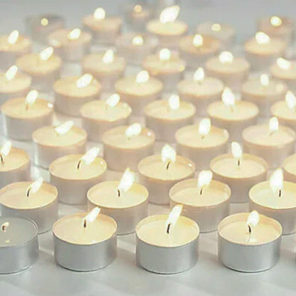 Tealight Candles 10 or 50 Pack Unscented Long Burning for Wedding Party Decor - Red- 4 Hours50PCS