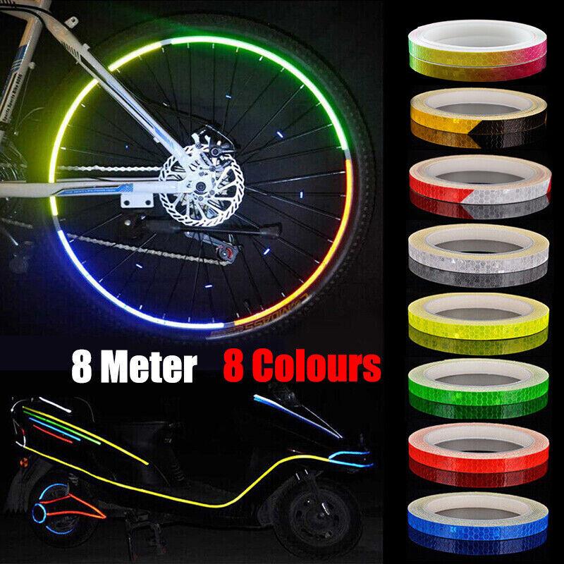 8m Reflective Tape for Bikes Cars Motorcycles Waterproof High Visibility Strip - Red.