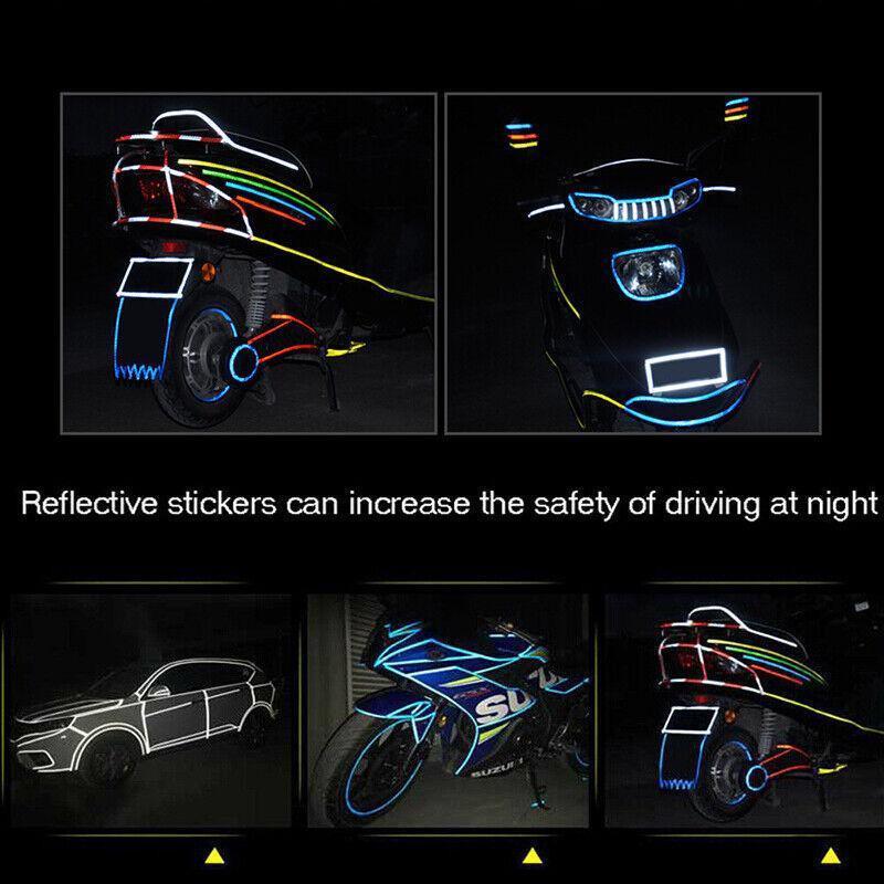 8m Reflective Tape for Bikes Cars Motorcycles Waterproof High Visibility Strip - Red.
