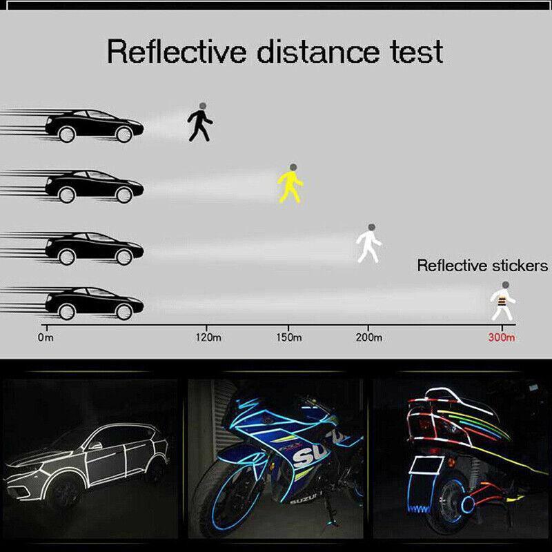8m Reflective Tape for Bikes Cars Motorcycles Waterproof High Visibility Strip - Red.
