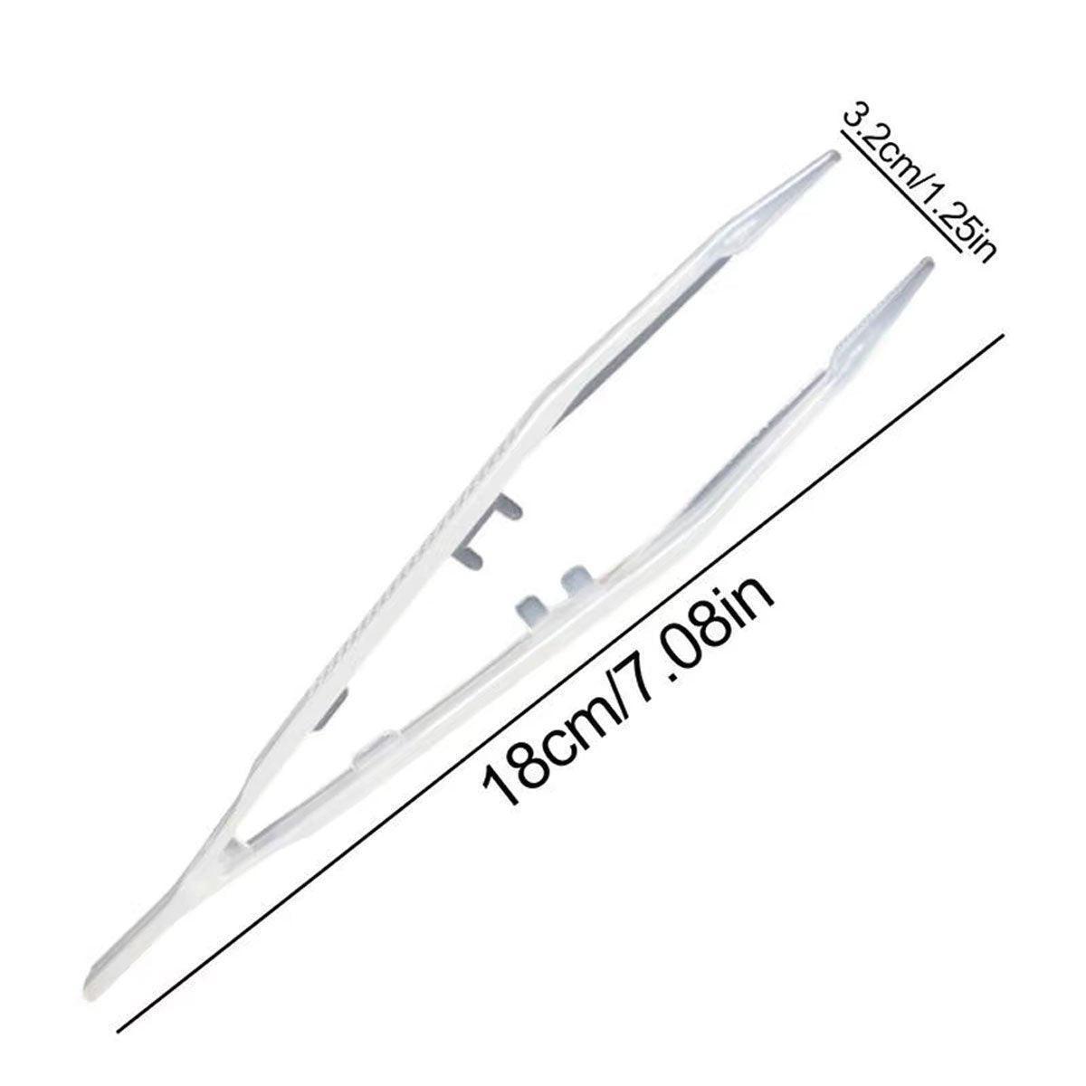 18cm Plastic Luminous Tweezer Feeding Tongs Straight for Reptile Feeder White.