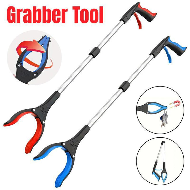 Folding Rubbish Picker Clip Hygiene Trash Grabber Long Handle Waste Cleaner Tool - Red Hover Image