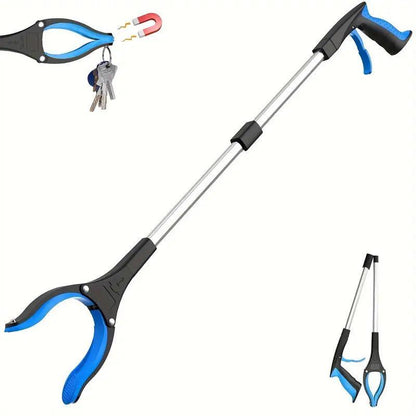 Folding Rubbish Picker Clip Hygiene Trash Grabber Long Handle Waste Cleaner Tool - Red