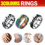 Spinner Rings Mens Womens Fidget Rotating Ring Silver Stainless Steel Size 6 - Black