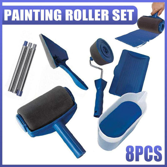 8Pcs/Set Pro Paint Roller Brush Handle Flocked Edger Wall Painting Hand Tool.
