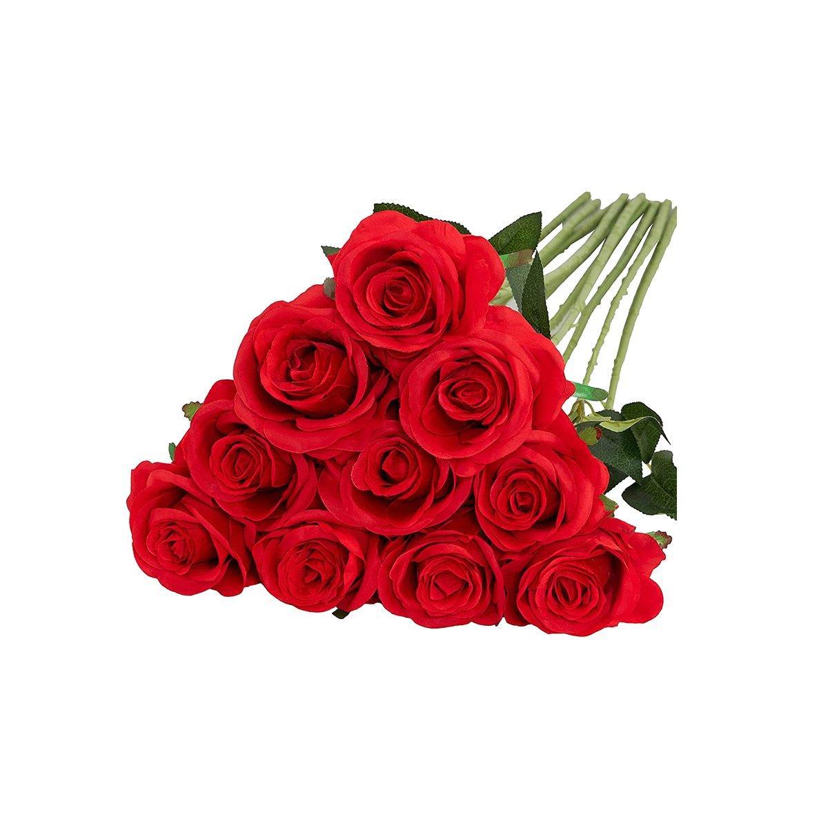 10pcs Artificial Silk Simulation Rose Flowers - Wedding Party Home Decorations - Dark-Blue